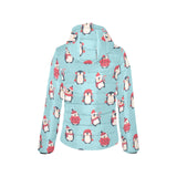 Cute penguin christmas design pattern Women's Padded Hooded Jacket