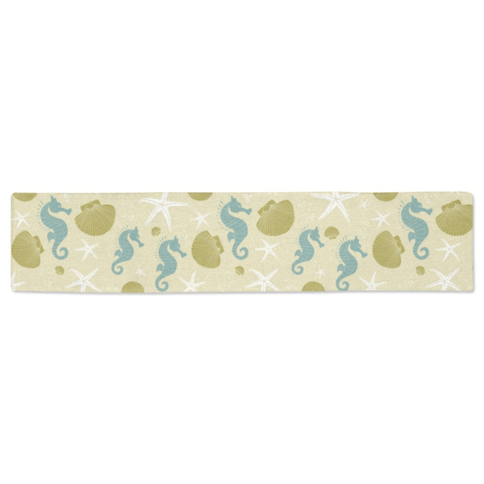 Seahorse shell starfish pattern background Table Runner