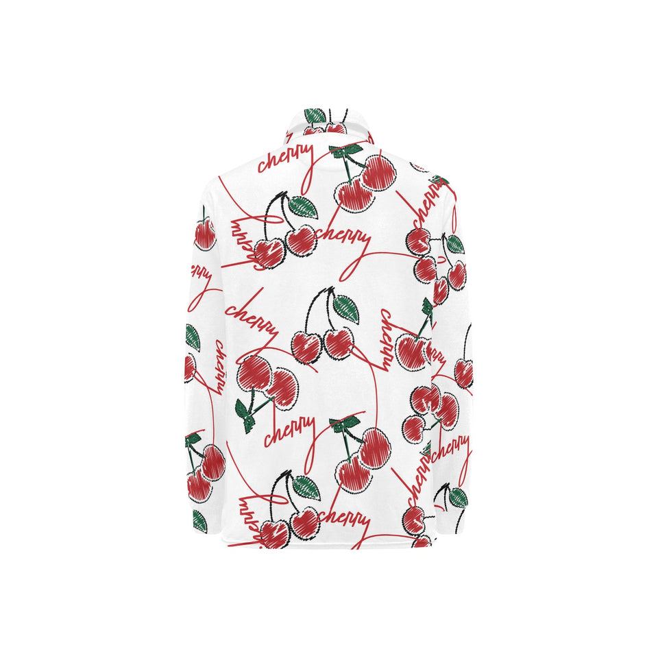 Hand drawn cherry pattern Women's Long Sleeve Polo Shirt