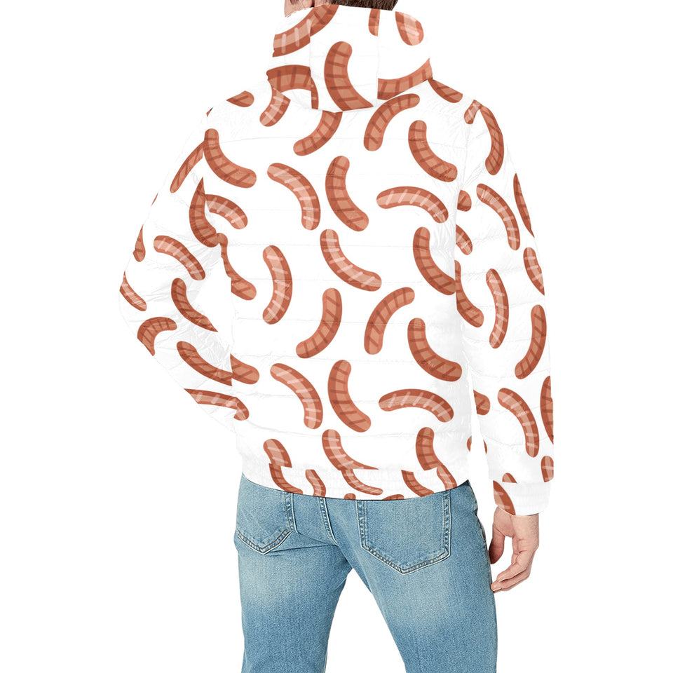 Sausage Pattern Print Design 04 Men's Padded Hooded Jacket