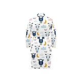 Cute sleeping sheep moon cloud pattern Men's Long Sleeve Belted Night Robe
