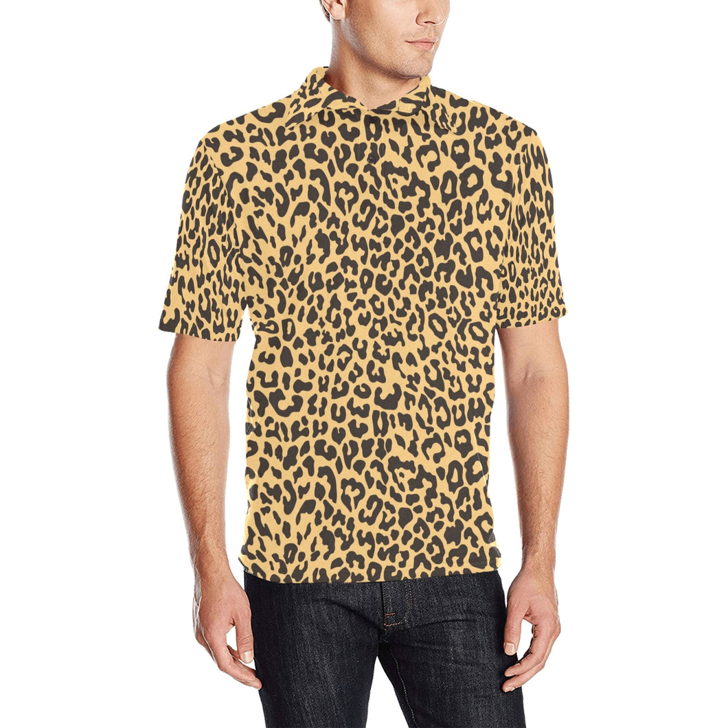 Leopard skin print Men's All Over Print Polo Shirt