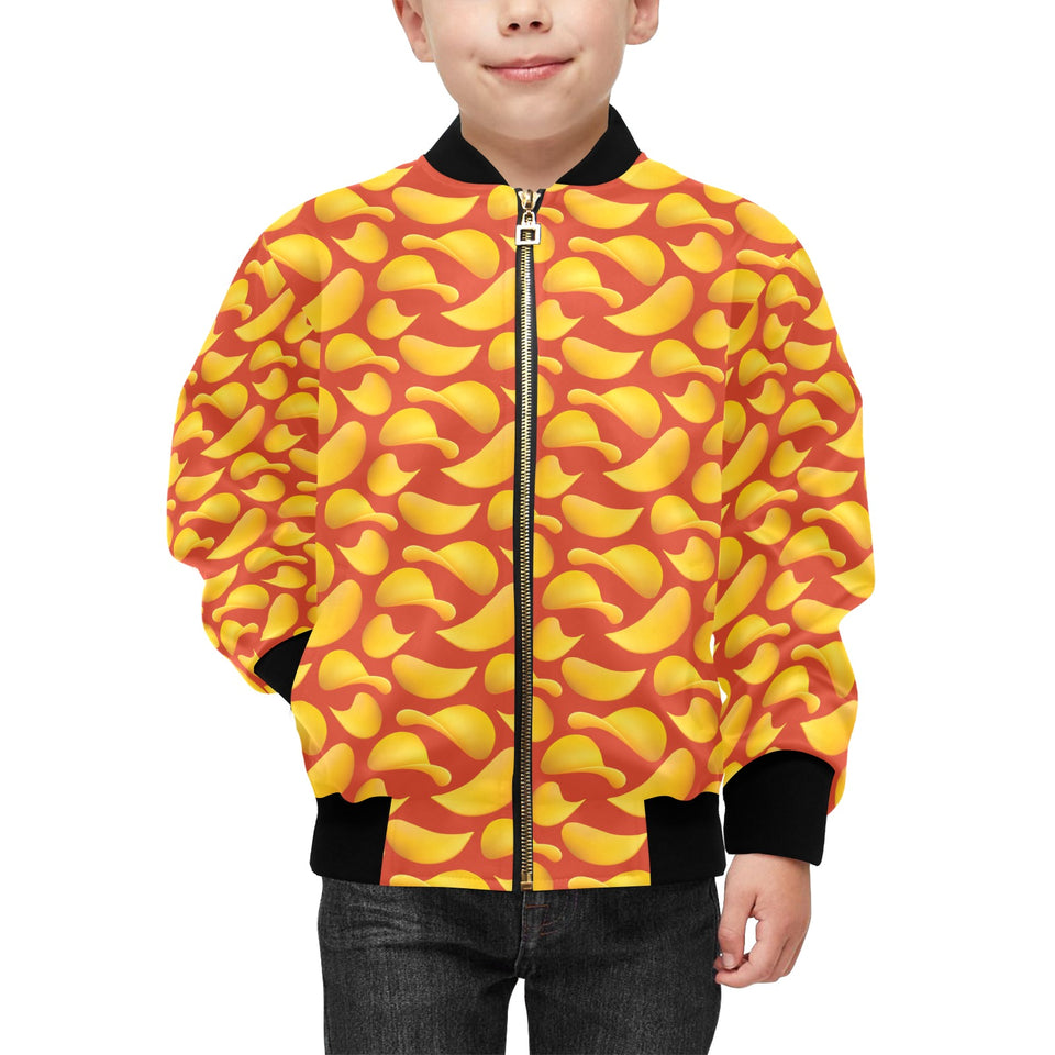 Potato Chips Pattern Print Design 05 Kids' Boys' Girls' Bomber Jacket