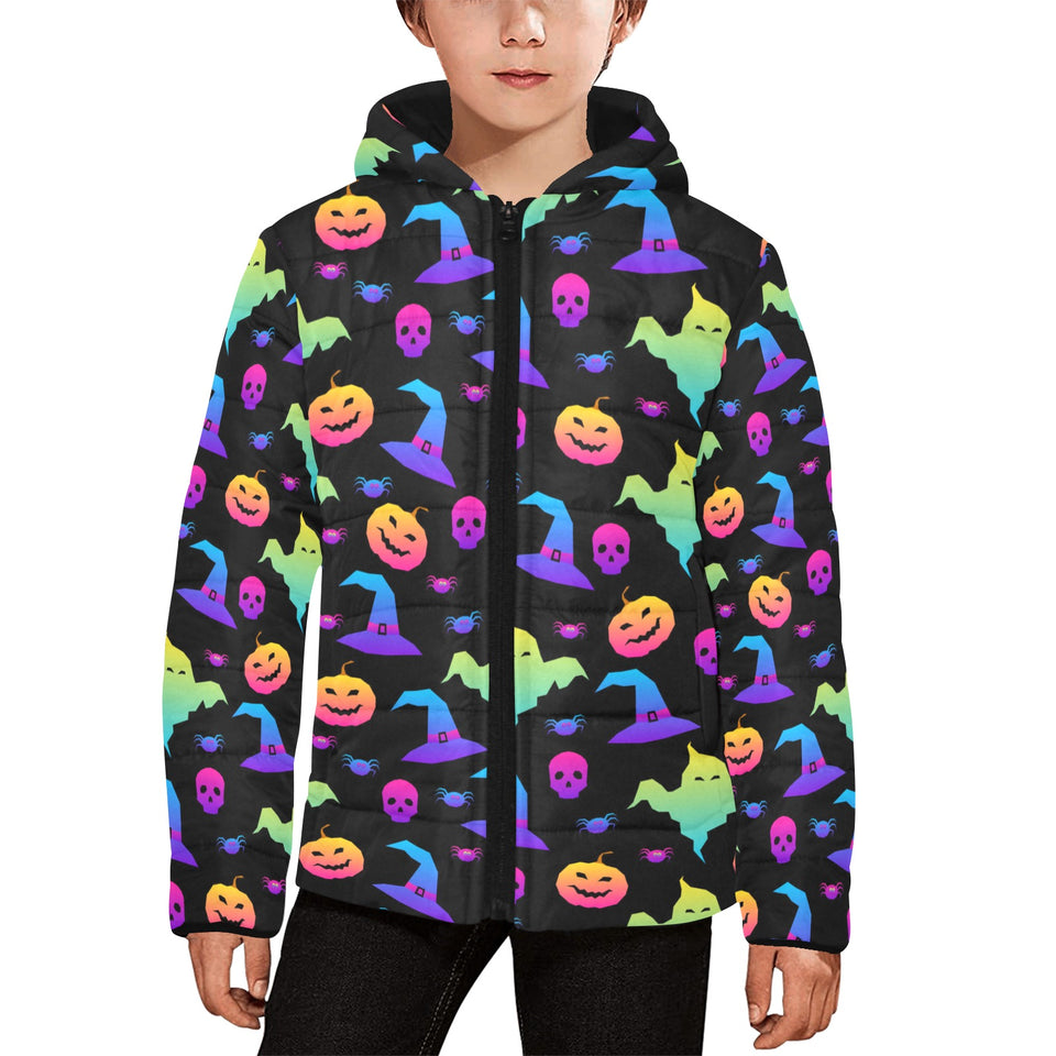 Colorful halloween background Kids' Boys' Girls' Padded Hooded Jacket
