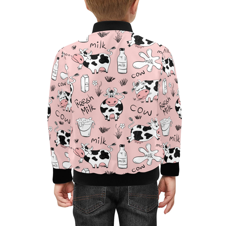 Cows milk product pink background Kids' Boys' Girls' Bomber Jacket