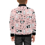Cows milk product pink background Kids' Boys' Girls' Bomber Jacket