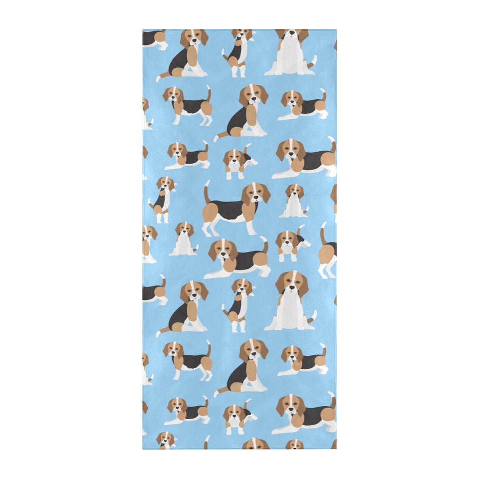 Beagle dog blue background pattern Beach Towel