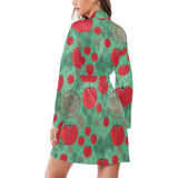 Tomato design pattern Women's Long Sleeve Belted Night Robe
