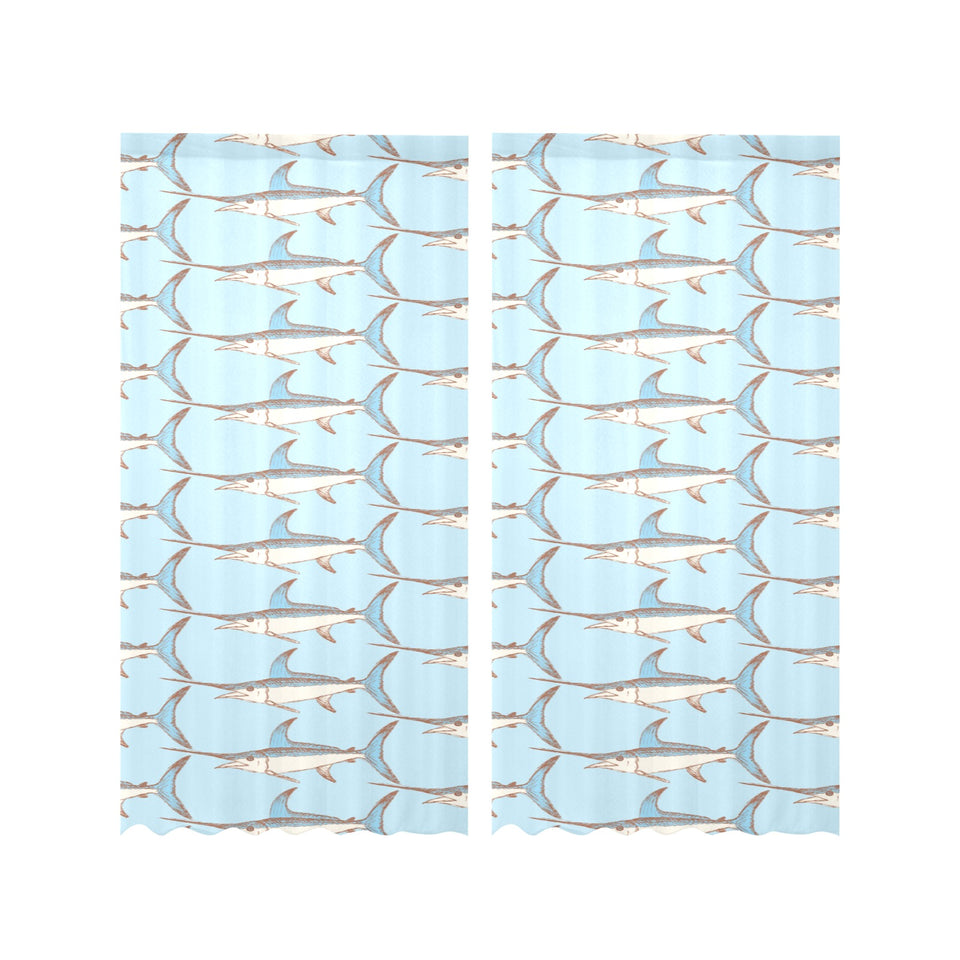 Swordfish Pattern Print Design 01 Gauze Curtain