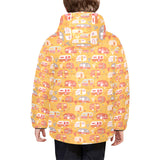 Camper Van Pattern Print Design 04 Kids' Boys' Girls' Padded Hooded Jacket