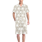 Scallop shell pattern Men's V-Neck Short Pajama Set