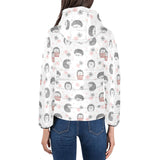 Hedgehog Pattern Print Design 02 Women's Padded Hooded Jacket