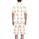 Cute Kangaroo pattern Men's V-Neck Short Pajama Set