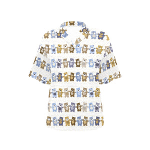 Teddy Bear Pattern Print Design 02 Women's All Over Print Hawaiian Shirt