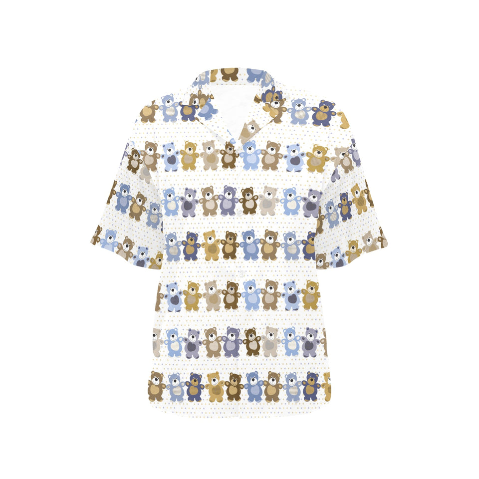 Teddy Bear Pattern Print Design 02 Women's All Over Print Hawaiian Shirt