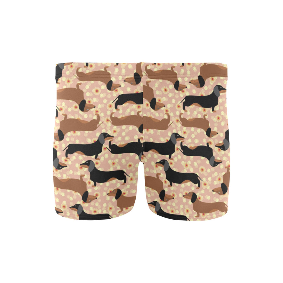 Dachshund floral background Men's Swimming Trunks