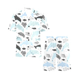 Cute dolphins Childish Style pattern Men's V-Neck Short Pajama Set