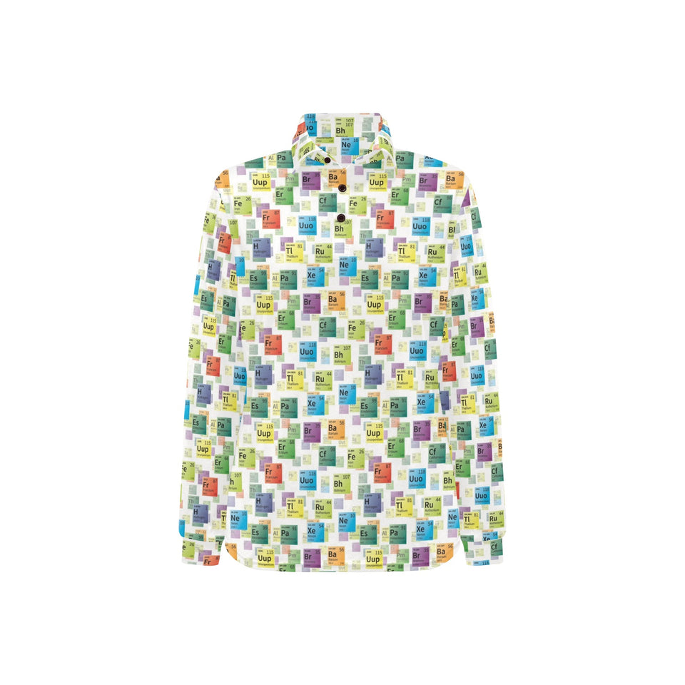 Chemistry Periodic Table Pattern Print Design 05 Women's Long Sleeve Polo Shirt