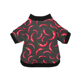 Chili peppers pattern black background All Over Print Pet Dog Round Neck Fuzzy Shirt