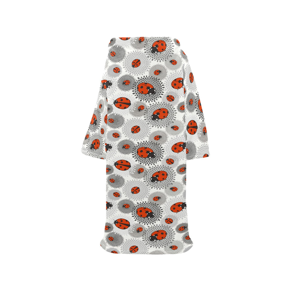 Ladybug Pattern Print Design 05 Blanket Robe with Sleeves