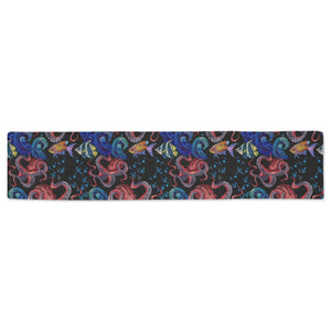 Octopus sea wave tropical fishe pattern Table Runner