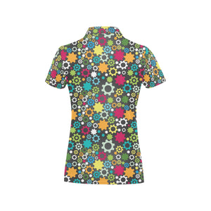 Gear Pattern Print Design 03 Women's All Over Print Polo Shirt