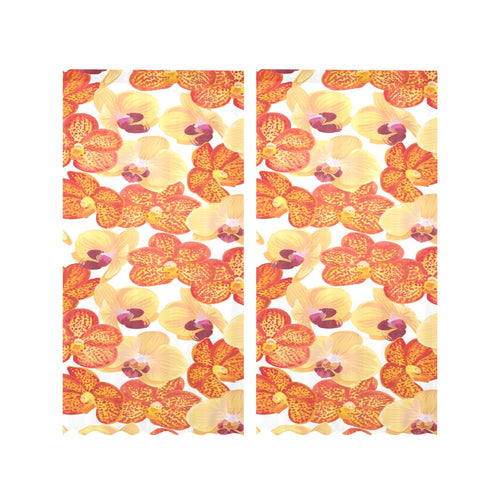 Orange yellow orchid flower pattern background Gauze Curtain