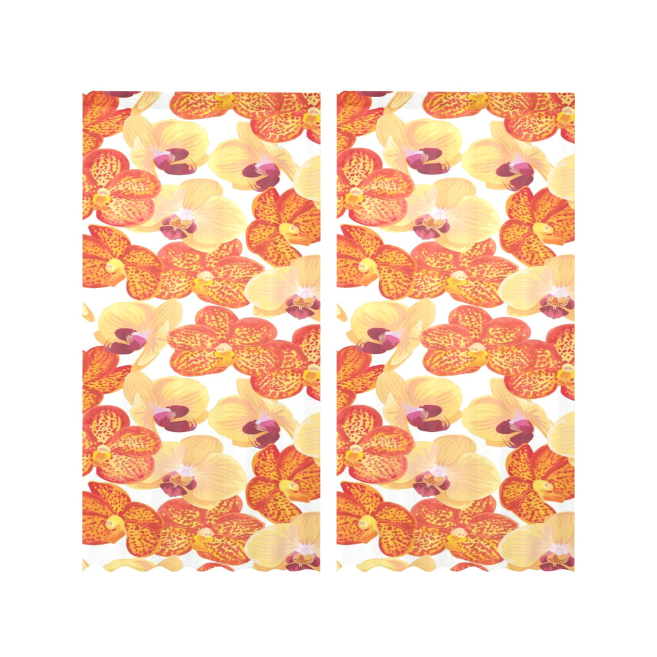 Orange yellow orchid flower pattern background Gauze Curtain