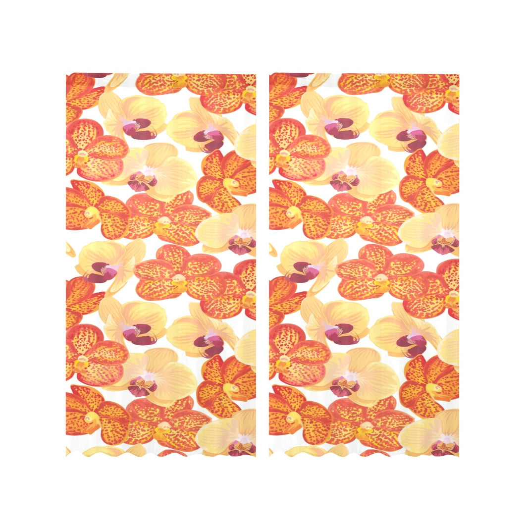 Orange yellow orchid flower pattern background Gauze Curtain