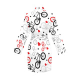 Bicycle Pattern Print Design 04 Women's Long Sleeve Belted Night Robe