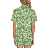 Canabis Marijuana Weed Pattern Print Design 01 Women's V-Neck Short Pajama Set