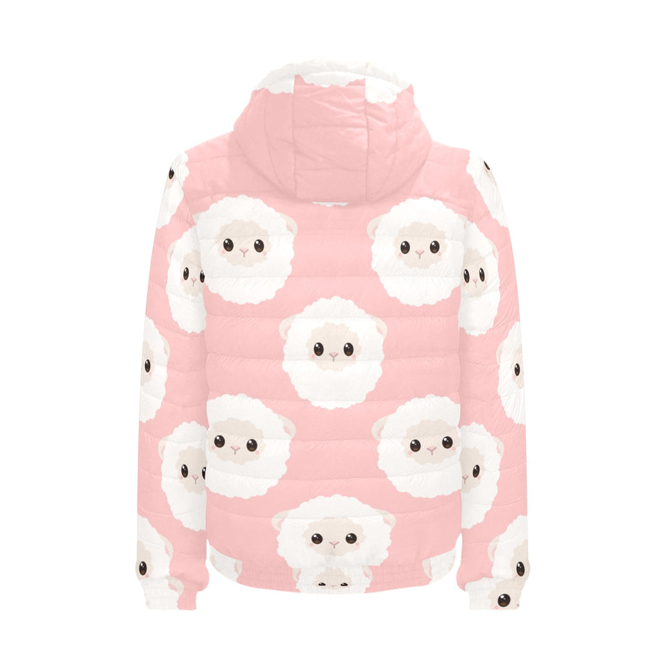 Cute sheep pattern Men's Padded Hooded Jacket