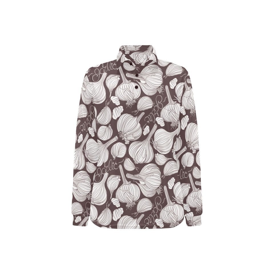 Garlic bulb dark background Women's Long Sleeve Polo Shirt