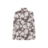 Garlic bulb dark background Women's Long Sleeve Polo Shirt