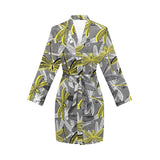 Hand drawn dragonfly pattern Women's Long Sleeve Belted Night Robe