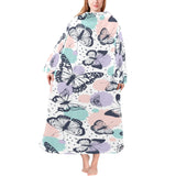 Butterfly pattern Blanket Robe with Sleeves