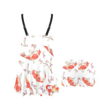 Watercolor Koi Fish Carp Fish pattern Chest Sexy Pleated Two Piece Swim Dress