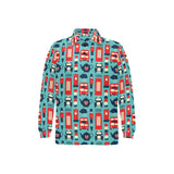 British Pattern Print Design 04 Men's Long Sleeve Polo Shirt