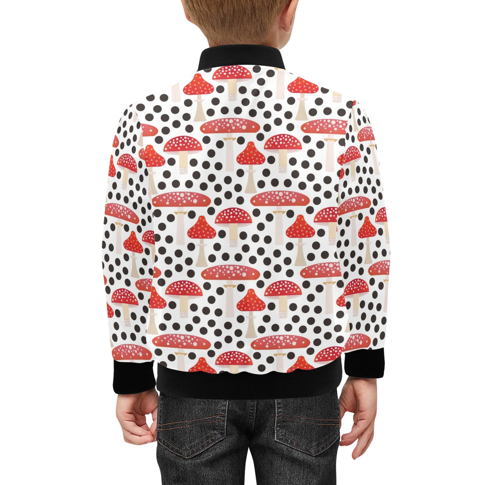 Red mushroom dot pattern Kids' Boys' Girls' Bomber Jacket