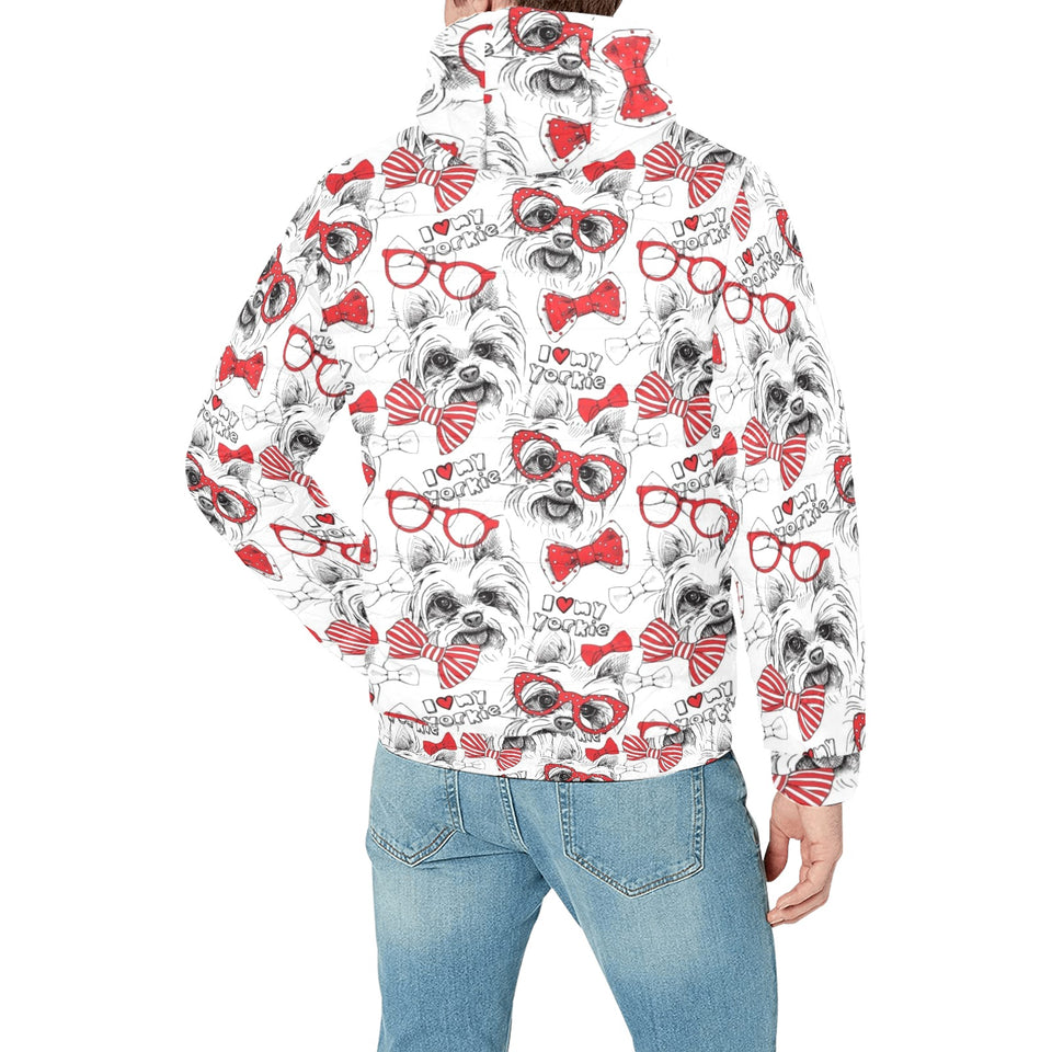 Yorkshire Terrier Pattern Print Design 04 Men's Padded Hooded Jacket