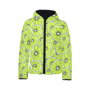 Slices of Lime design pattern Kids' Boys' Girls' Padded Hooded Jacket