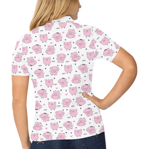 Pig Pattern Print Design 03 Women's All Over Print Polo Shirt