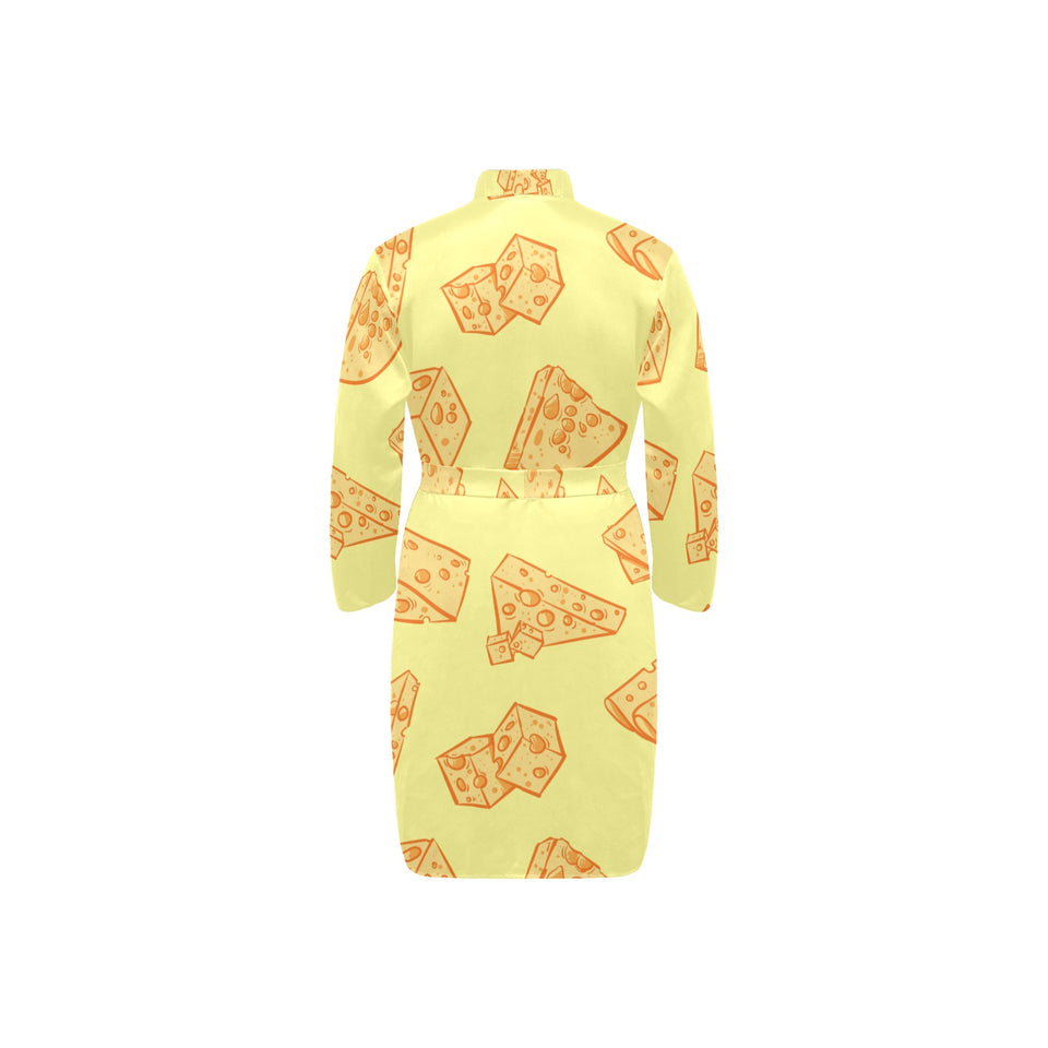 Cheese design pattern Men's Long Sleeve Belted Night Robe