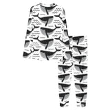 Black whale pattern Women's All Over Print Pajama Set