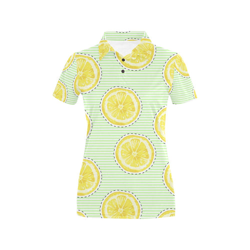 slice of lemon pattern Women's All Over Print Polo Shirt