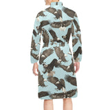 Eagle Pattern Print Design 01 Men's Long Sleeve Belted Night Robe