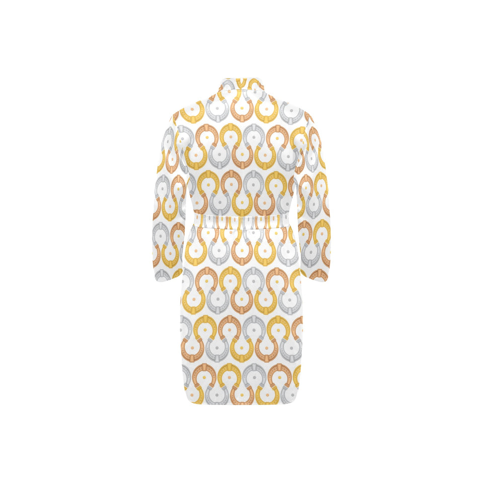 Horseshoes Pattern Print Design 03 Men's Long Sleeve Belted Night Robe