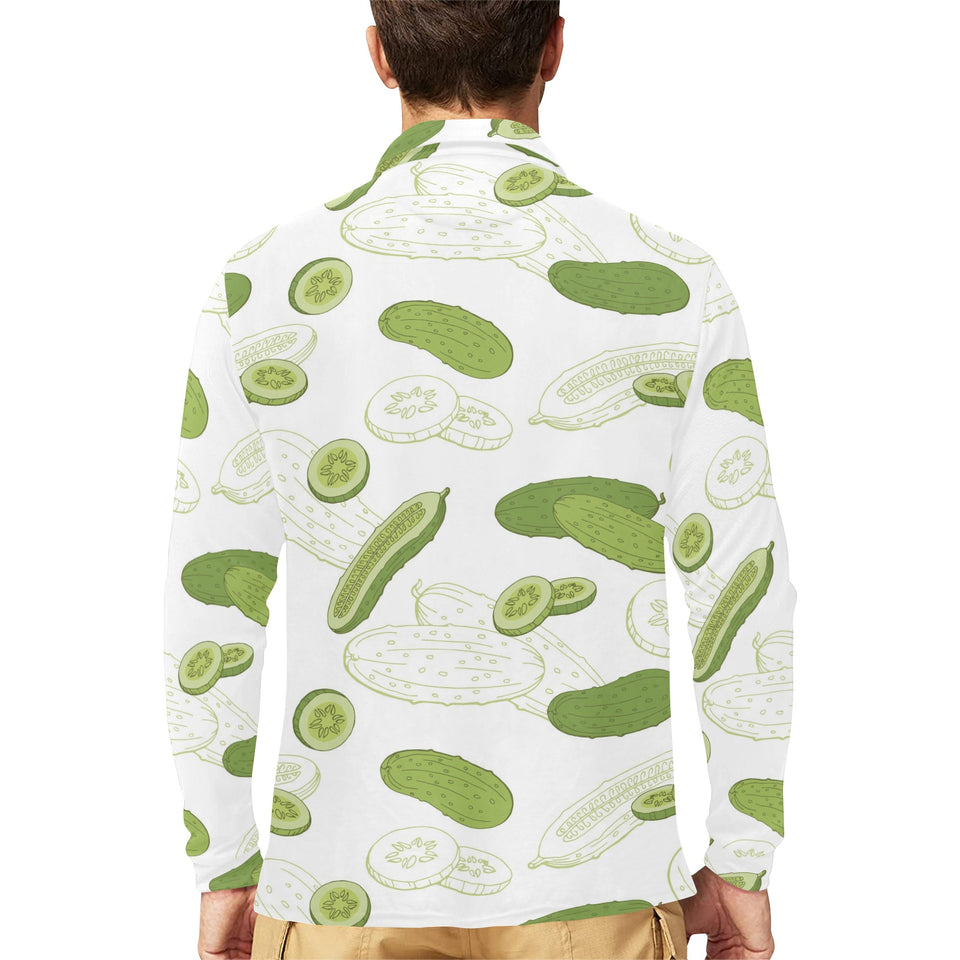 Cucumber sketch pattern Men's Long Sleeve Polo Shirt