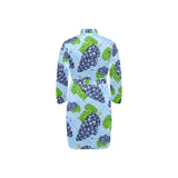 Watercolor grape pattern Men's Long Sleeve Belted Night Robe