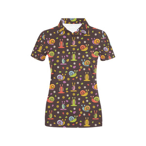 Snail Pattern Print Design 02 Women's All Over Print Polo Shirt